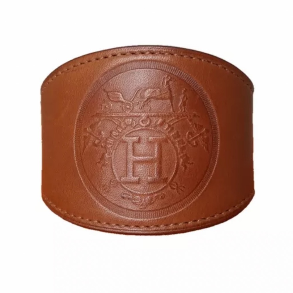 💯 Authentic Vintage Hermès Ex-libris Cuff Leather Bracelet in Great Condition